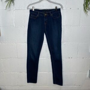 MICHAEL Michael Kors Skinny Dark Wash Blue Jeans Size 4 With Gold Logo Hardware